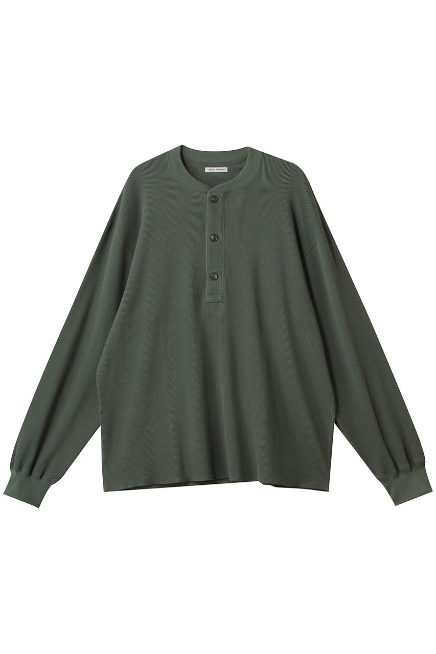 ユニバーサル プロダクツ/UNIVERSAL PRODUCTS.の【MEN】WAFFLE HENRY NECK L/S T-SHIRTS/Tシャツ(GREEN/251-60113)