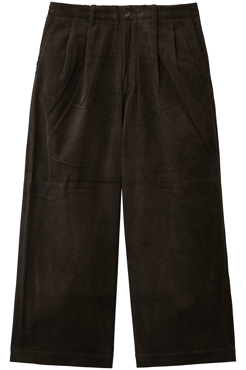 UNIVERSAL PRODUCTS. 【MEN】2TUCK WIDE CORDUROY TROUSERS (BROWN, 1) ユニバーサル プロダクツ ELLE SHOP