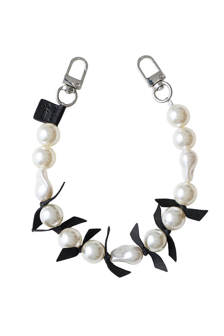 エジュー/ajewの【予約販売】【ELLE SHOP限定】pearl ruban strap パールリボンストラップ(BLACK/ES03_002)