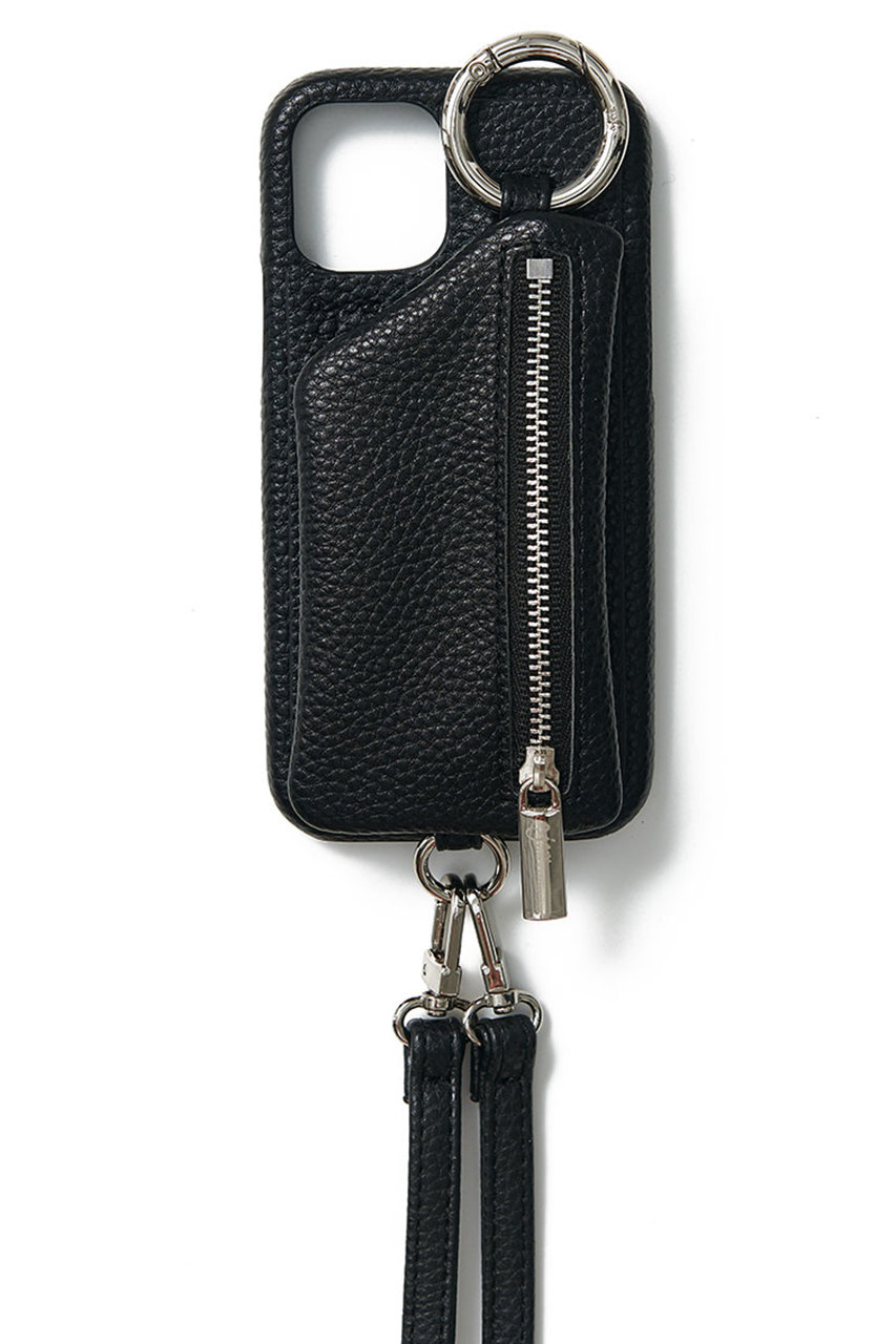 エジュー/ajewのiPhone12/12pro ajew cadenas zipphone case shoulder(ブラック/AJ02_003)