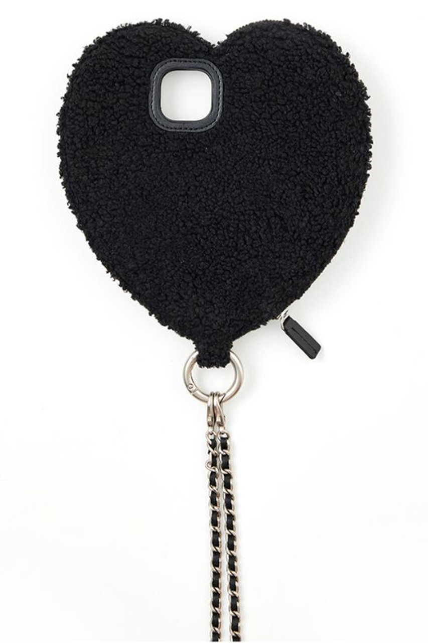 エジュー/ajewの【予約販売】iPhone12/12Pro ajew fluffy dress HEARTcase shoulder(ブラック/AJ02_059)