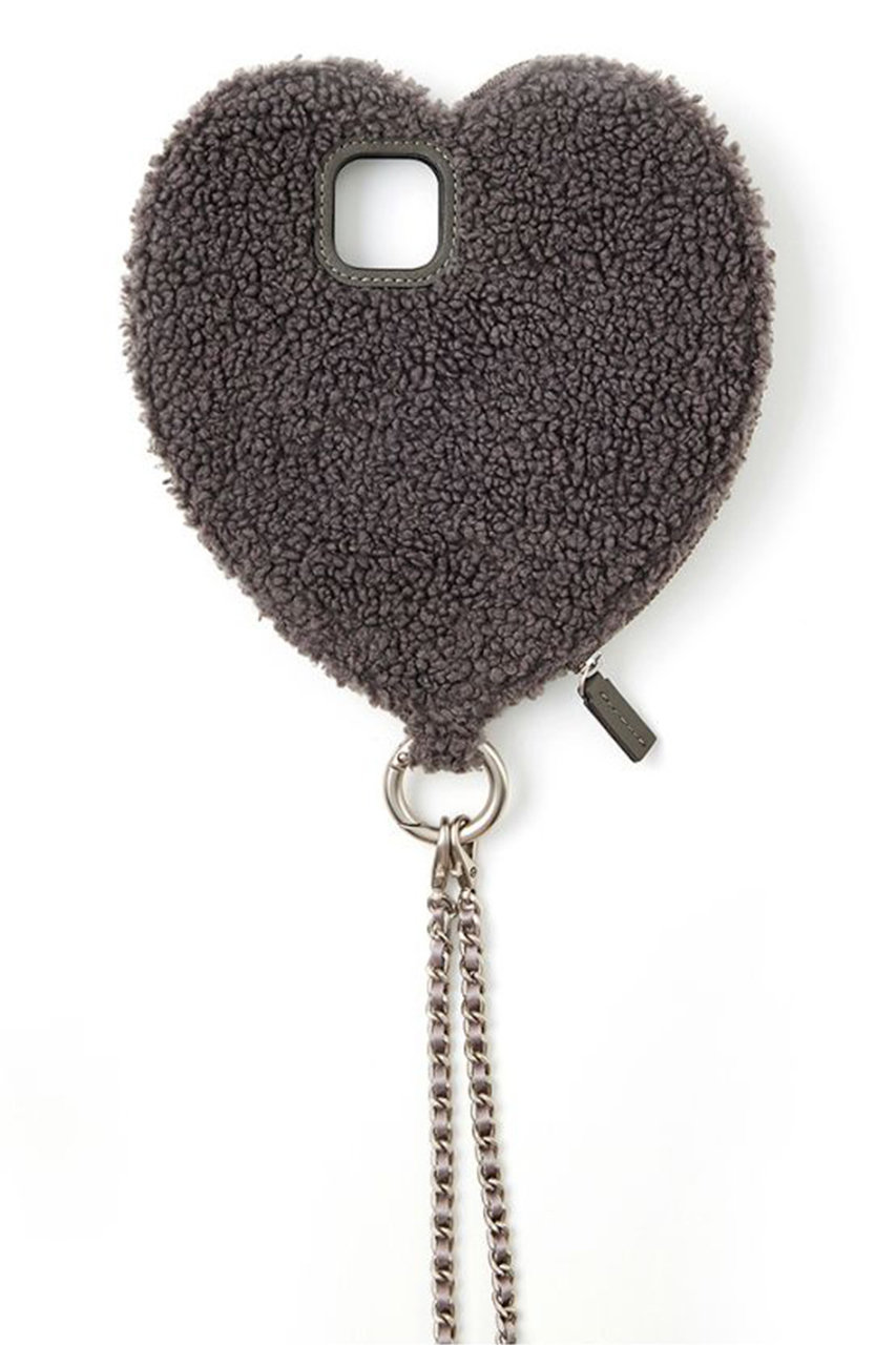 エジュー/ajewの【予約販売】iPhone13/13Pro ajew fluffy dress HEARTcase shoulder(グレー/AJ02_059)