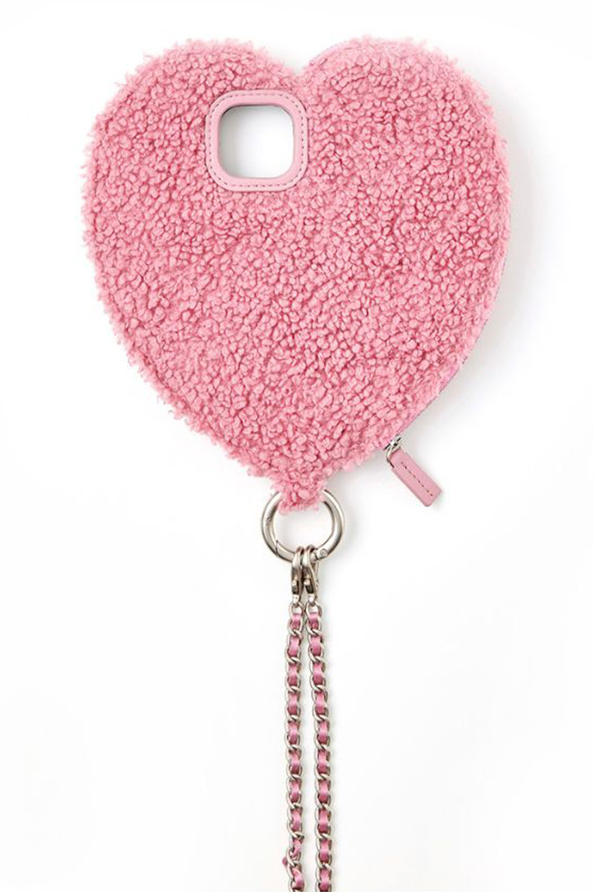 エジュー/ajewの【予約販売】iPhone15/15Pro ajew fluffy dress HEARTcase shoulder(ピンク/AJ02_059)