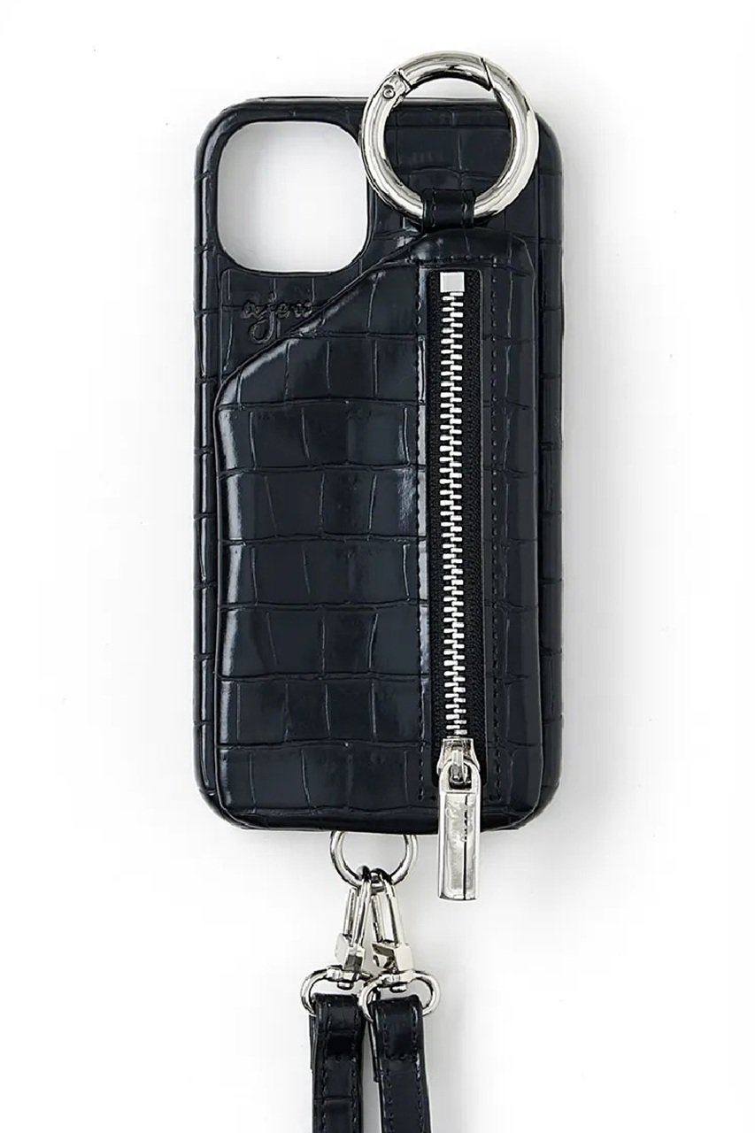 ajew iPhone14/14Pro ajew cadenas croco zipphone case shoulder (ブラック, 14/16e) エジュー ELLE SHOP ajew iPhone14/14Pro ajew cadenas croco zipphone case shoulder (ブラック, 14/16e) エジュー ELLE SHOP