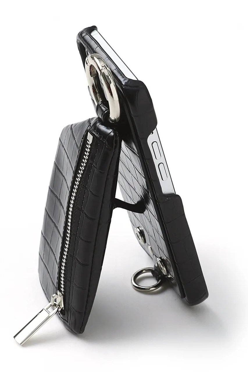 ajew iPhone14pro ブラック ajew(エジュー)｜iPhone14/14Pro ajew cadenas croco zipphone