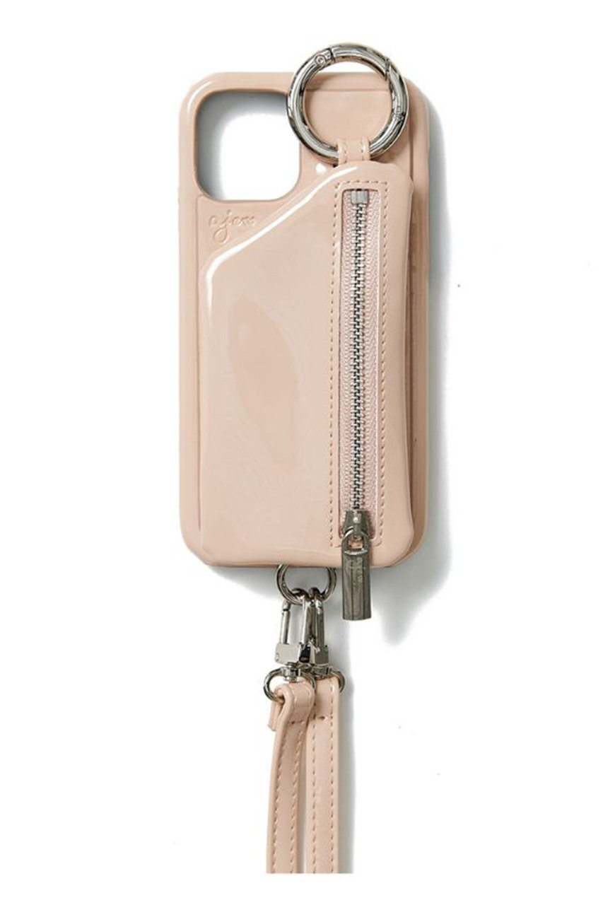 エジュー/ajewのiPhone15 ajew patent case shoulder(ベージュ/AJ02_044)