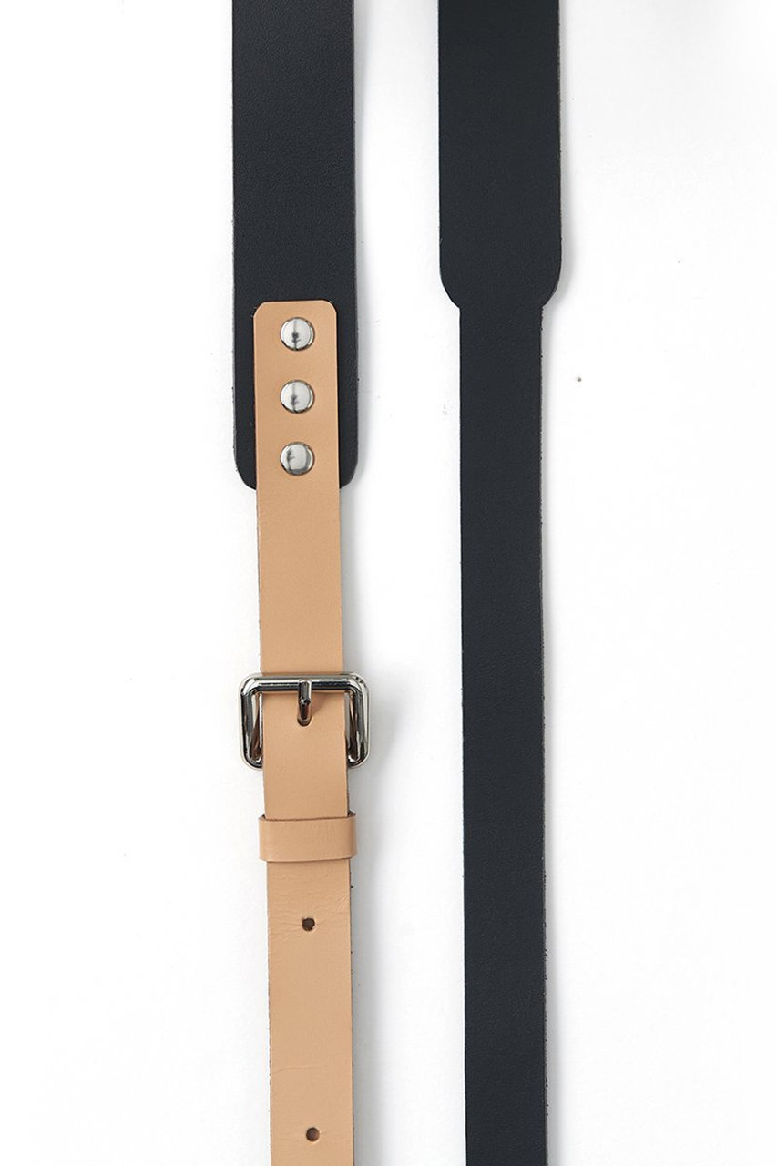 エジュー ストラップ 黒 Craft leather strap shoulder / black×beige (発送はご注文から
