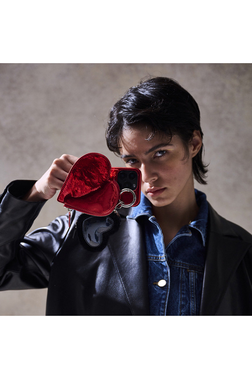 ajew(エジュー)｜iPhone15/15Pro ajew glow heart pocket case/レッド