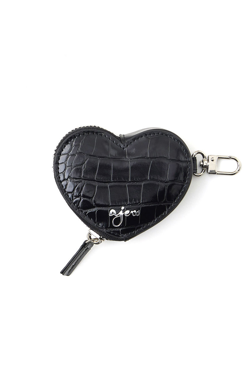 ajew(エジュー)｜ajew croco heart pouch/ブラック の通販｜ELLESHOP