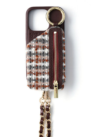 エジュー/ajewのiPhone16/16Pro ajew TWEED cadenas zipphone case(141000/141001)
