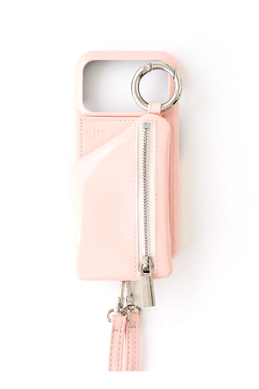 エジュー/ajewの【新仕様(カードケース付き)】iPhone15/15Pro ajew patent case shoulder(peach/AJ02_076)