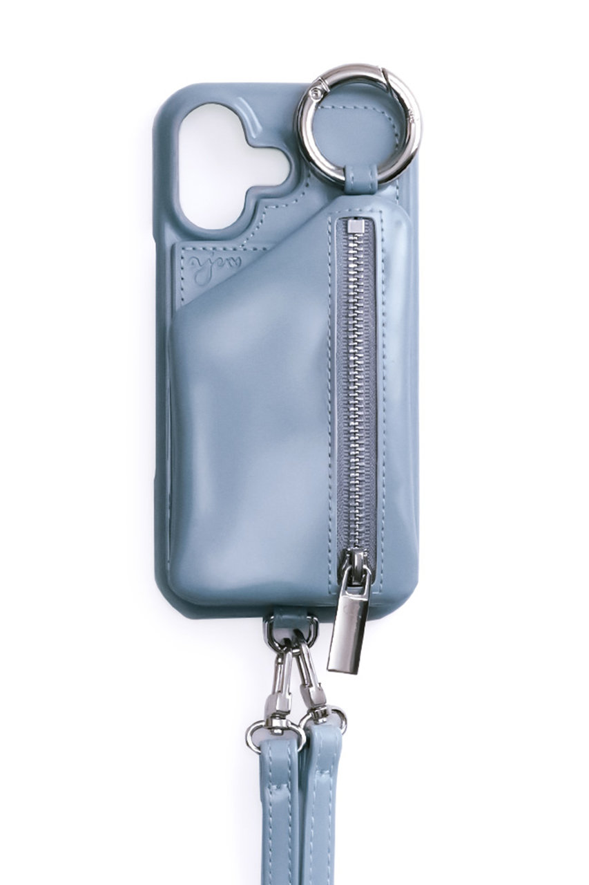 エジュー/ajewのiPhone16/16Pro ajew patent case shoulder(新仕様カードケース付)(blue/AJ02_076)