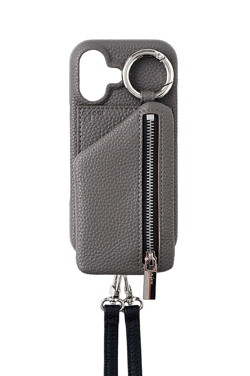 エジュー/ajewのiPhone16/16Pro ajew cadenas zipphone case shoulder(カードケース有)(gray/AJ02_070)