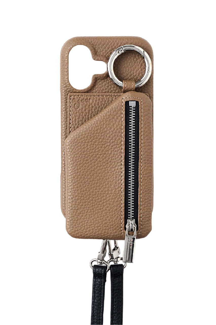 エジュー/ajewのiPhone16/16Pro ajew cadenas zipphone case shoulder(カードケース有)(brown/AJ02_070)