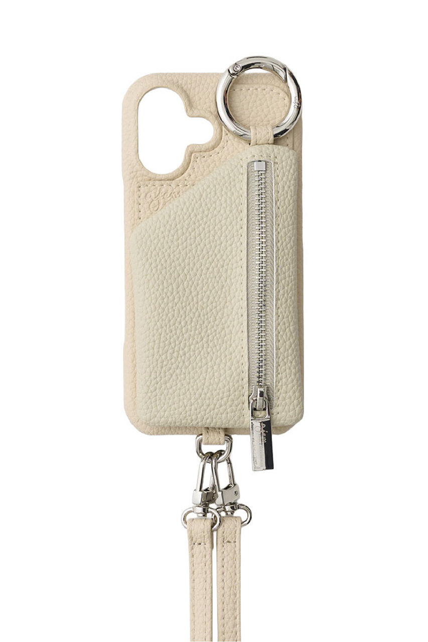 エジュー/ajewのiPhone16/16Pro ajew cadenas zipphone case shoulder(カードケース有)(新色ecru/AJ02_070)