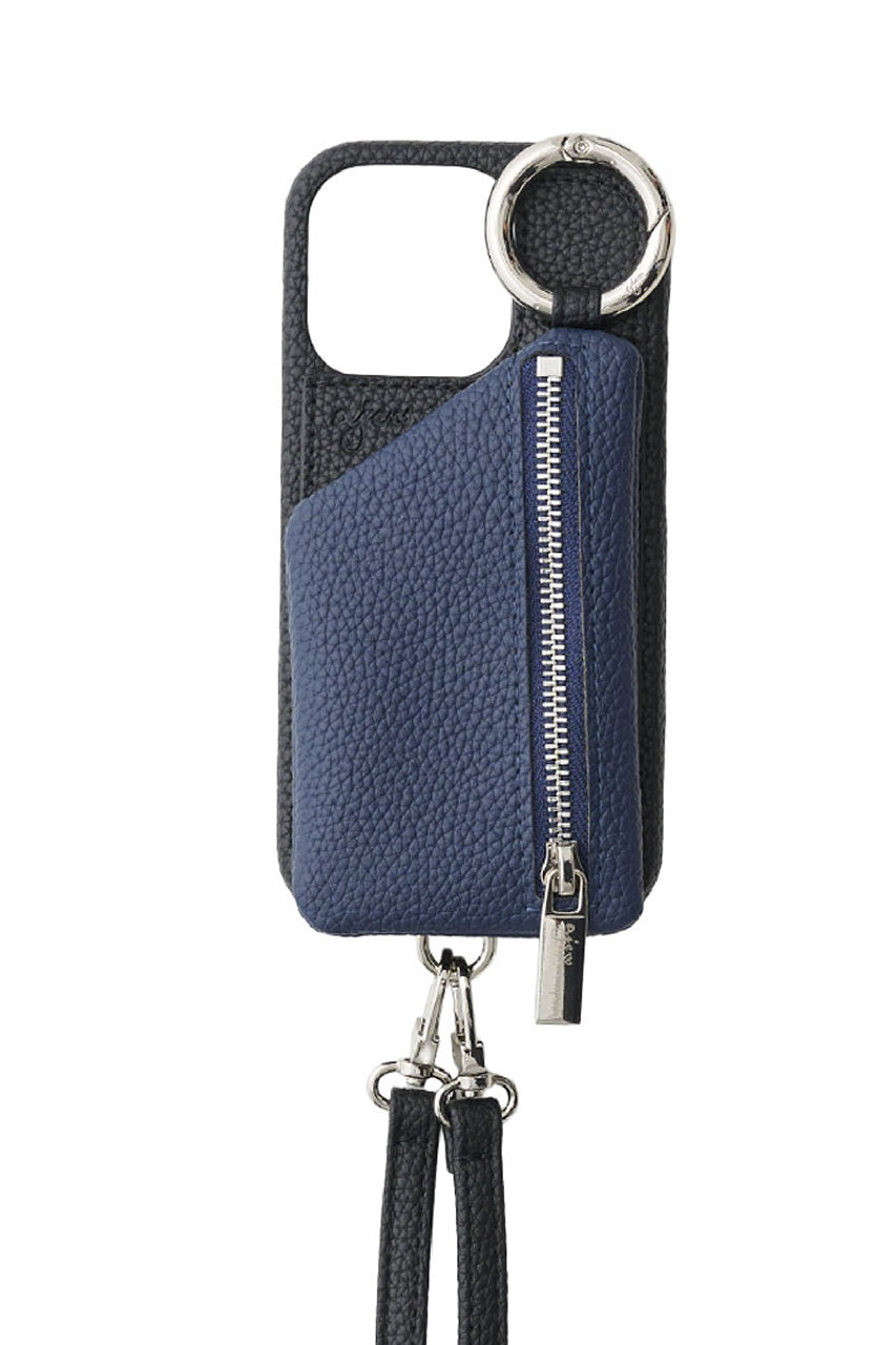 エジュー/ajewのiPhone16/16Pro ajew cadenas zipphone case shoulder(カードケース有)(新色dusty navy/AJ02_070)