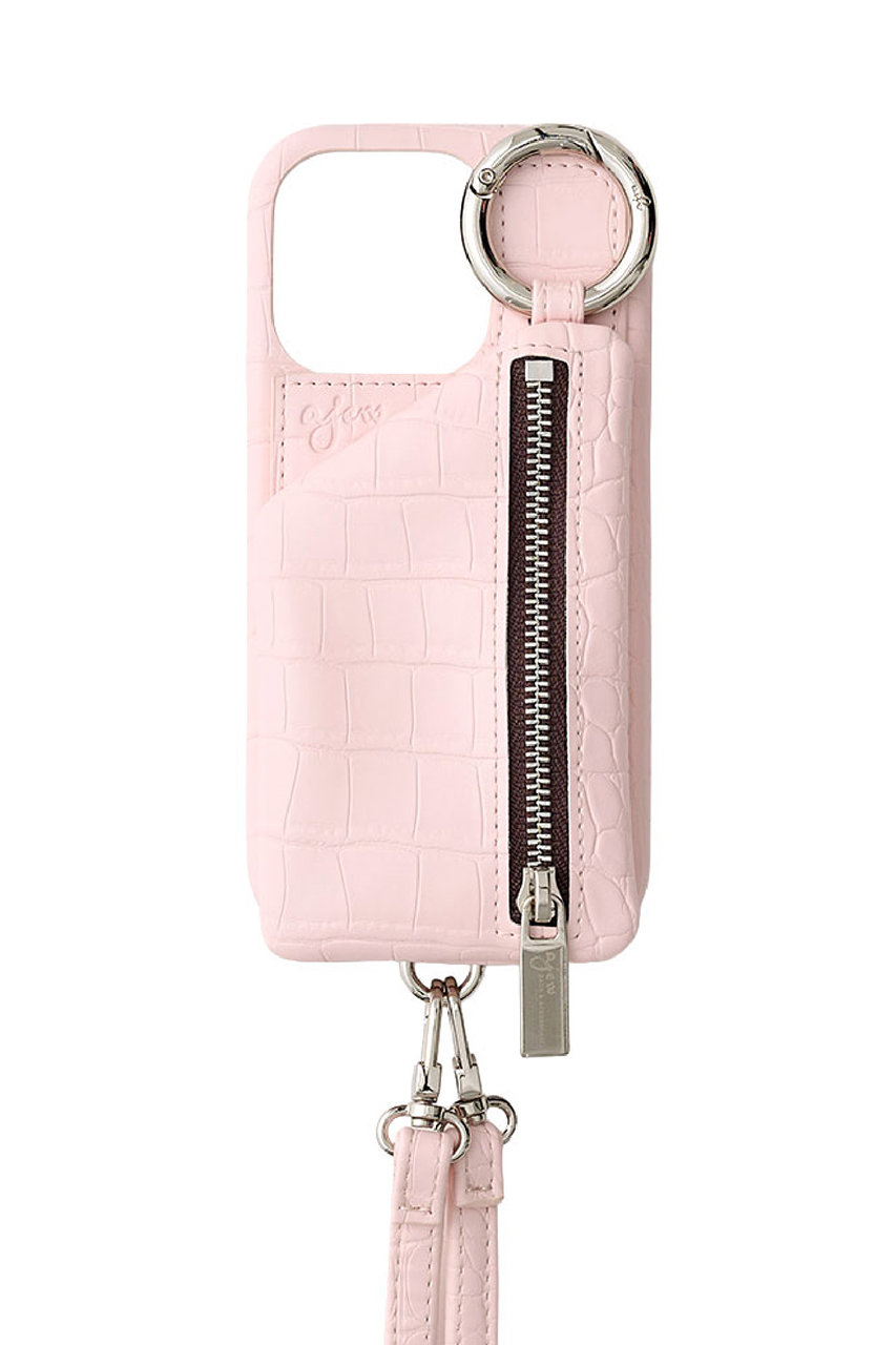 ajew iPhone17/18 ajew cadenas croco zipphone case shoulder(カードケース有) (shell pink, 17Pro・18Pro) エジュー ELLE SHOP