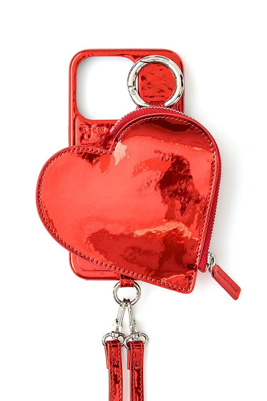 ajew iPhone17/18 ajew glow heart pocket case (カードケース有) (red, 17) エジュー ELLE SHOP
