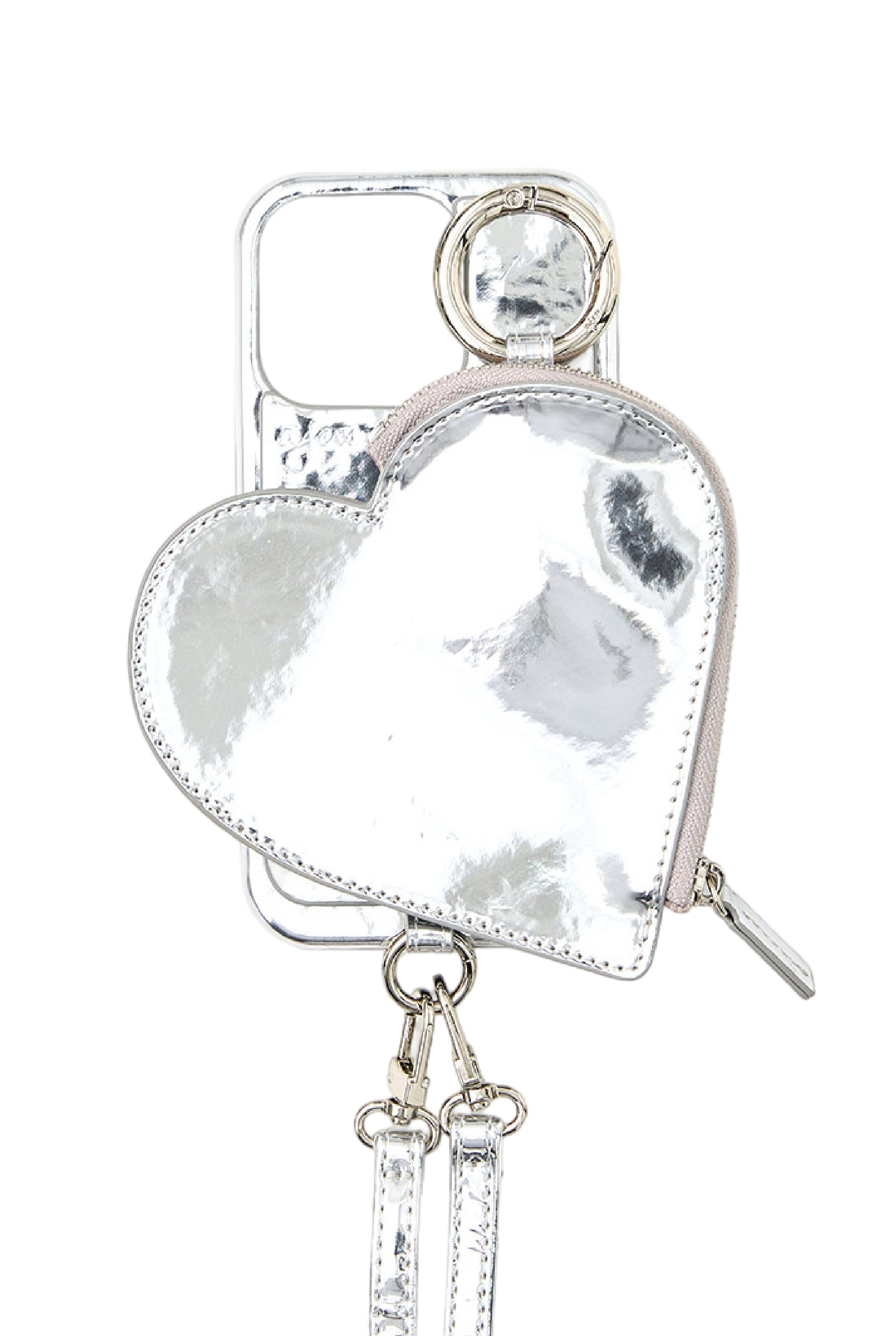 ajew iPhone17/18 ajew glow heart pocket case (カードケース有) (silver, 17) エジュー ELLE SHOP