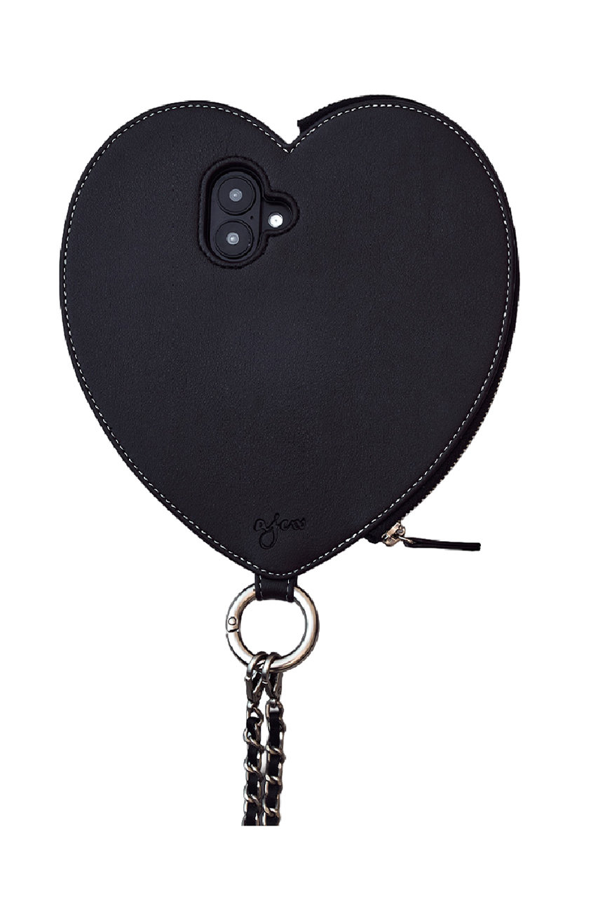 エジュー/ajewのiPhone17/17Pro ajew dress HEART case shoulder(black/AJ02_053)