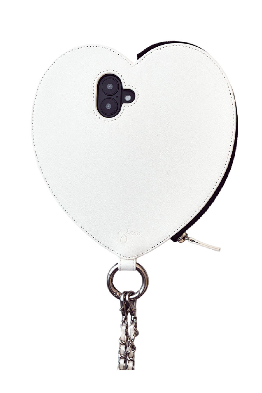 エジュー/ajewのiPhone17/17Pro ajew dress HEART case shoulder(white/AJ02_053)