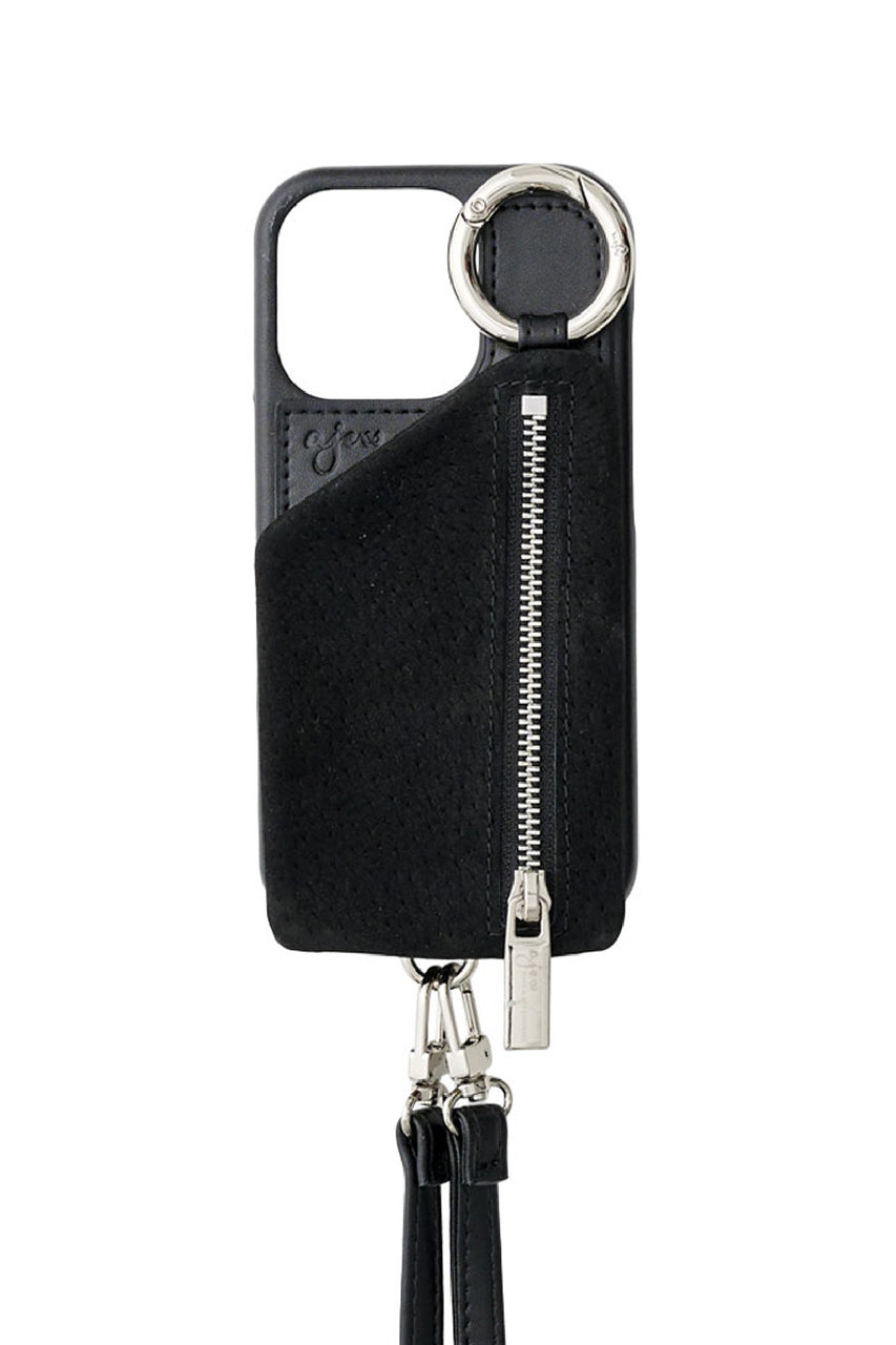 ajew iPhone15 ajew suede essential pocket case（カードケース有） (black, 15) エジュー ELLE SHOP