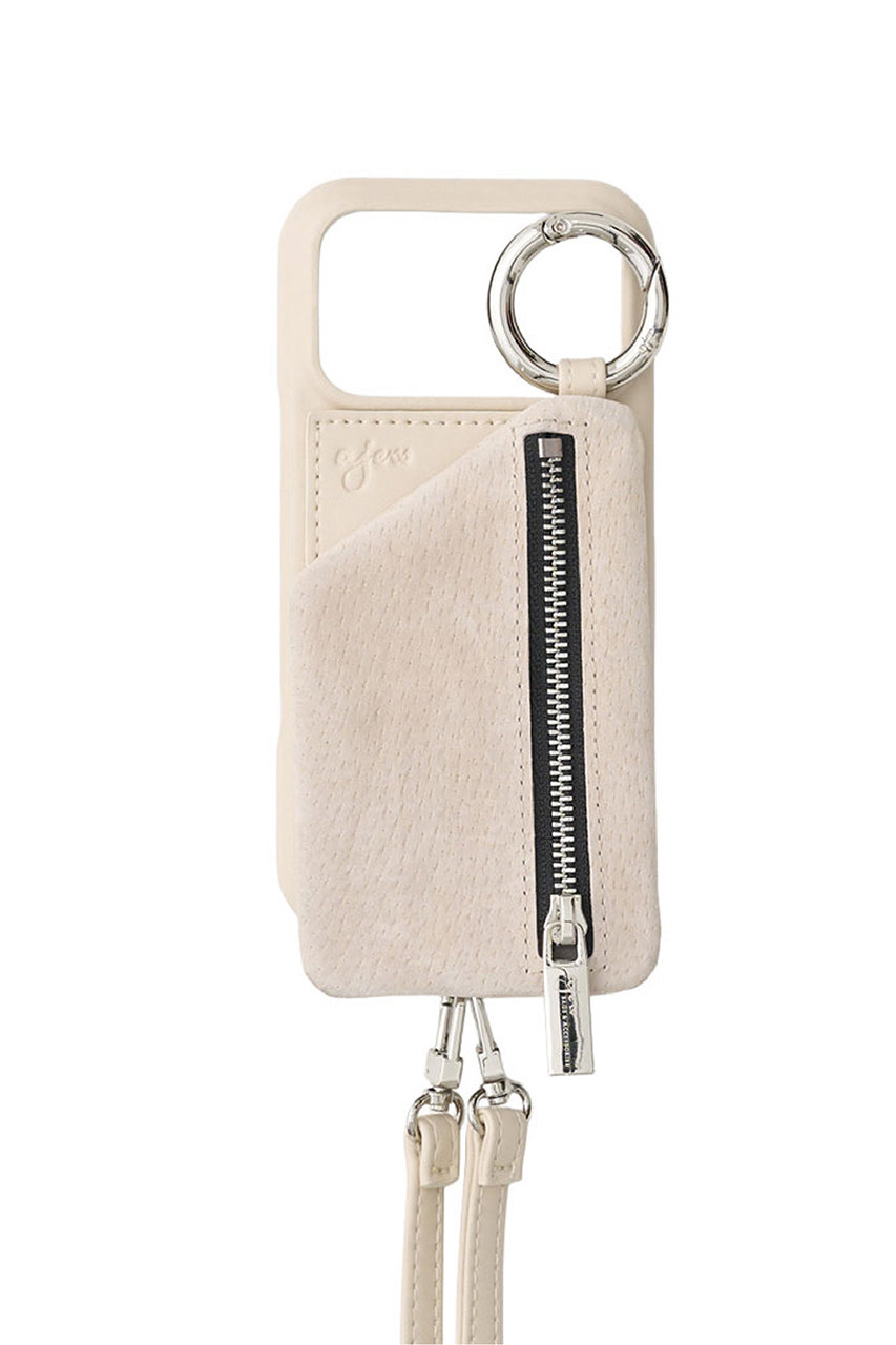 ajew iPhone15 ajew suede essential pocket case（カードケース有） (beige, 15) エジュー ELLE SHOP