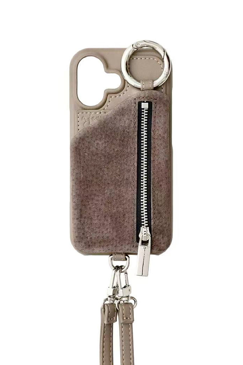 ajew iPhone16 ajew suede essential pocket case（カードケース有） (brown, 16) エジュー ELLE SHOP