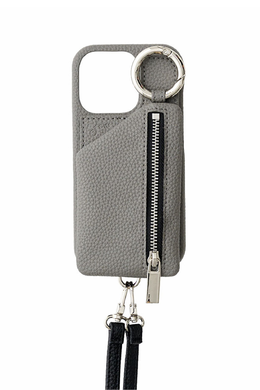 ajew iPhone16 ajew cadenas zipphone case shoulder（magSafe対応） (gray, 16) エジュー ELLE SHOP