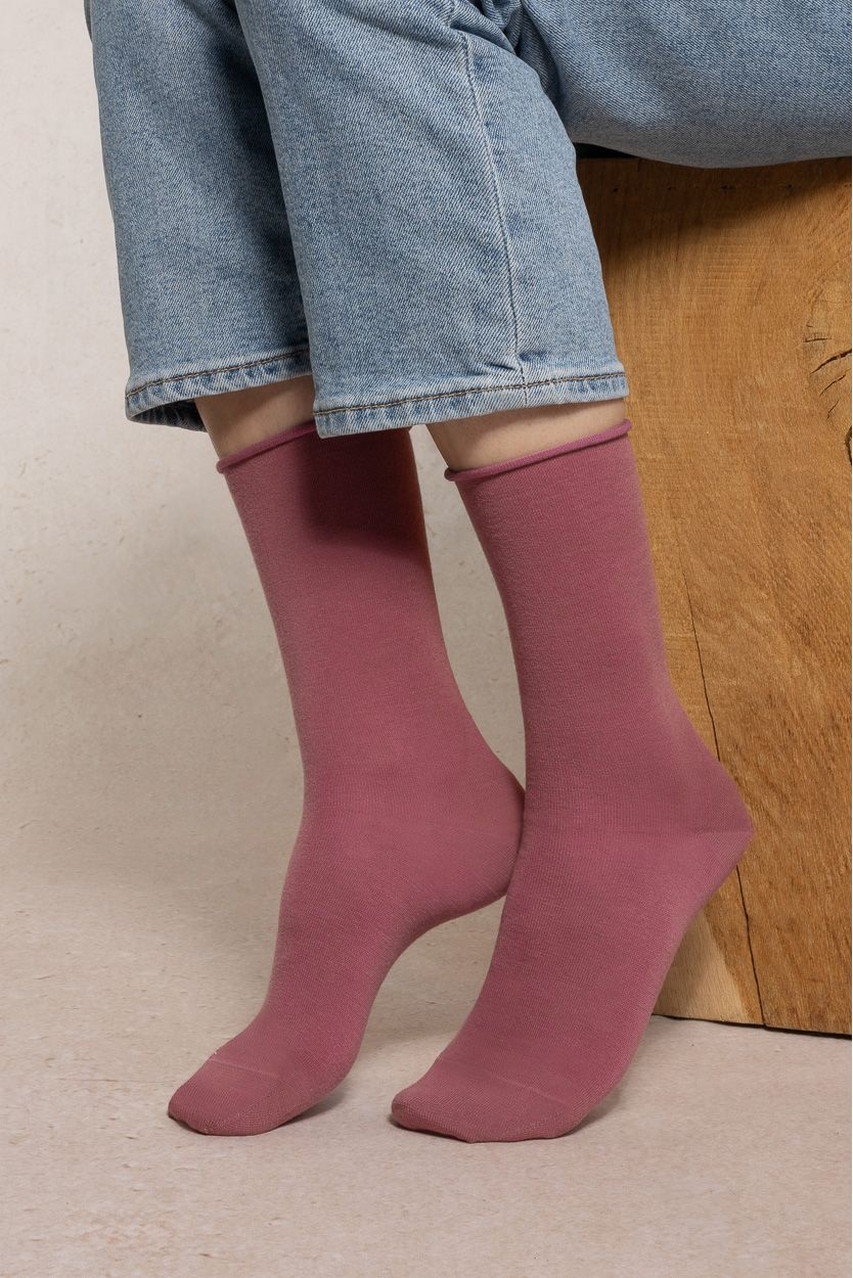 ブルーフォレ/BLEUFORETの6700 COTTON INSIDE ソリッドファインウールソックス(ピンク/9911000323)