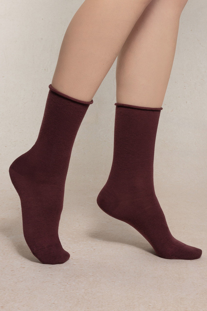 ブルーフォレ/BLEUFORETの6700 COTTON INSIDE ソリッドファインウールソックス(テラコッタ/9911000323)