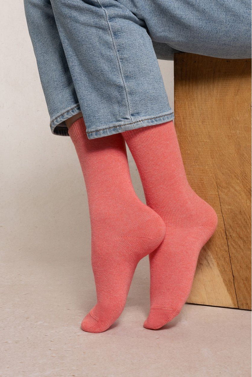 BLEUFORET 6095 ソリッドカラー ウールソックス (アプリコット, 36-38(23-25cm)) ブルーフォレ ELLE SHOP