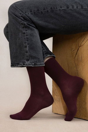 ブルーフォレ/BLEUFORETの6594 ソリッドカラー ベルベットコットンソックス