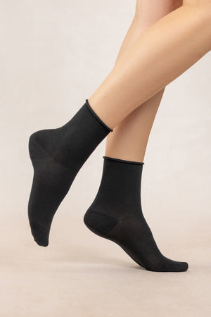 6593 ソリッドベルベットコットンアンクルソックス