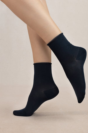 6593 ソリッドベルベットコットンアンクルソックス