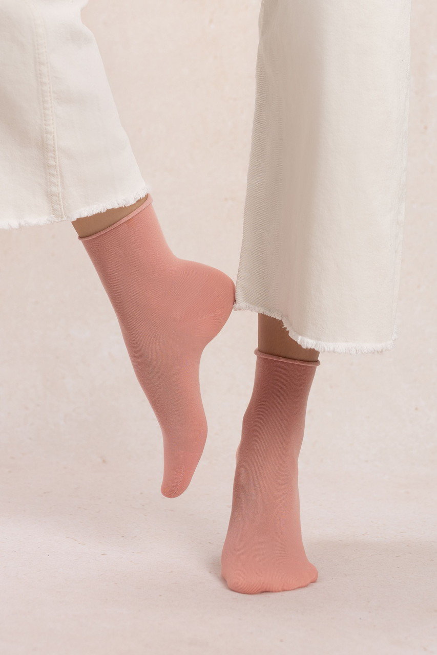 6593 ソリッドベルベットコットンアンクルソックス