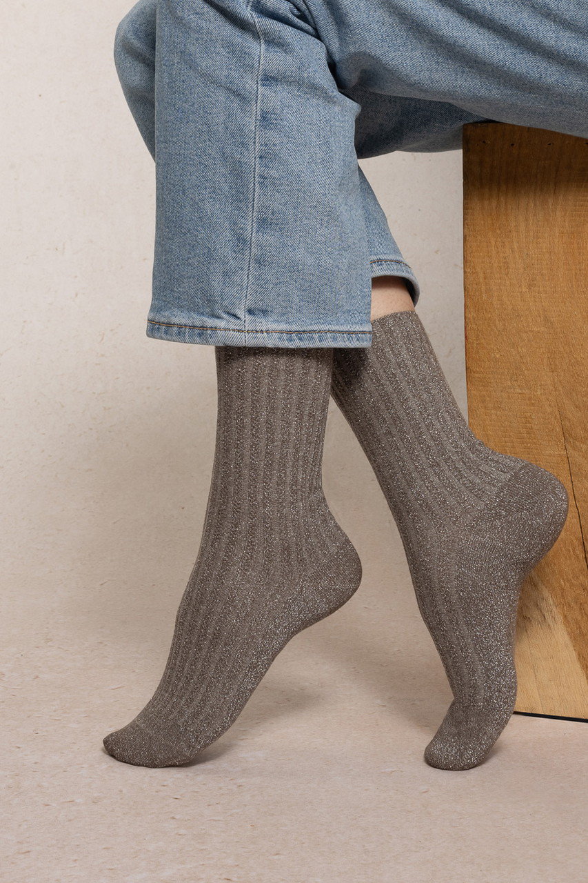 ブルーフォレ/BLEUFORETの6552 リブルレックス ソックス(シルバー/9911000445)