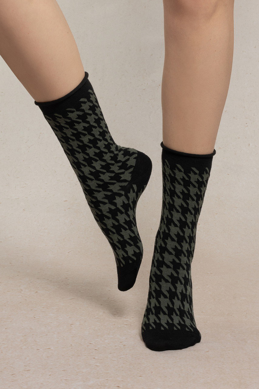 6563 千鳥格子ファインウールソックス