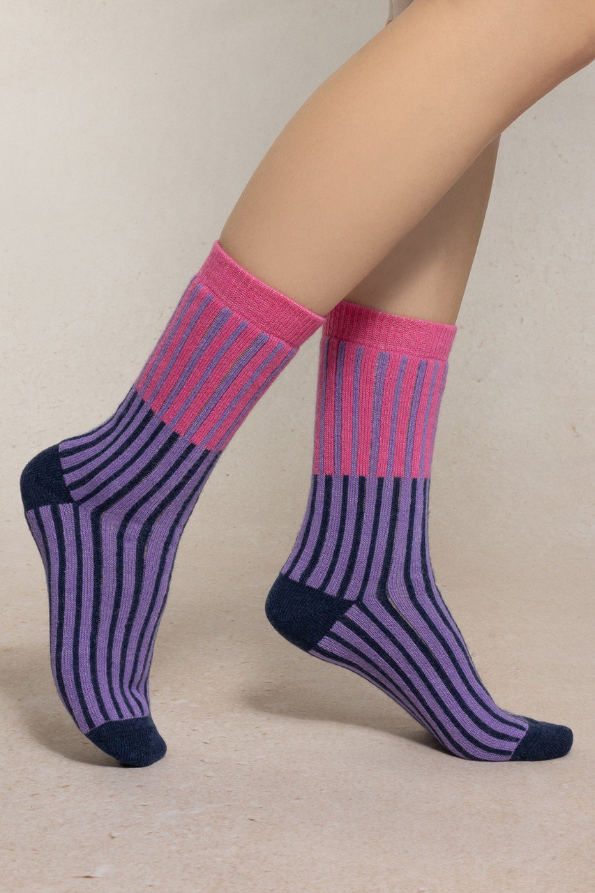 6567 ストライプウールソックス