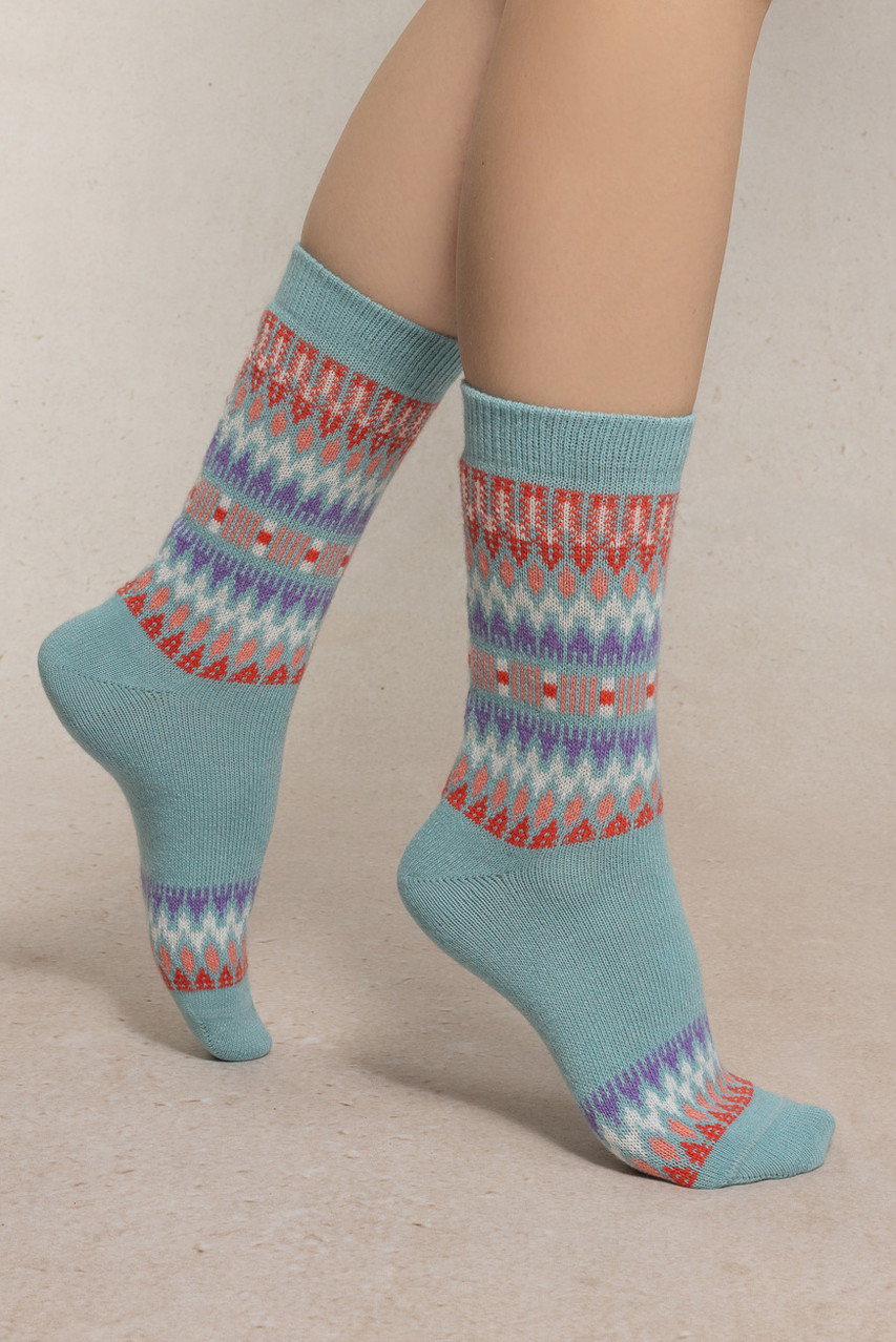 BLEUFORET 6568 ノルディックウールカラーソックス (ブルー, 36-40(23-27cm)) ブルーフォレ ELLE SHOP BLEUFORET 6568 ノルディックウールカラーソックス (ブルー, 36-40(23-27cm)) ブルーフォレ ELLE SHOP