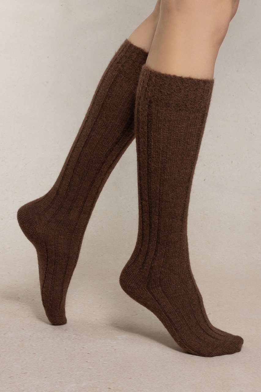ブルーフォレ/BLEUFORETの6569 リブウールニーハイソックス(ブラウン/4211000110)