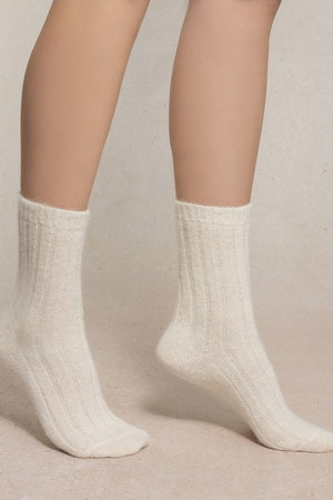 6570 リブウールソックス ベージュ