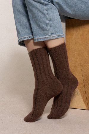 ブルーフォレ/BLEUFORETの6570 リブウールソックス ベージュ(140700/140701)