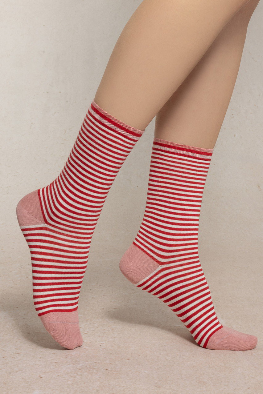 BLEUFORET 6537 ストライプソックス (レッド, 36-40(23-27cm)) ブルーフォレ ELLE SHOP BLEUFORET 6537 ストライプソックス (レッド, 36-40(23-27cm)) ブルーフォレ ELLE SHOP