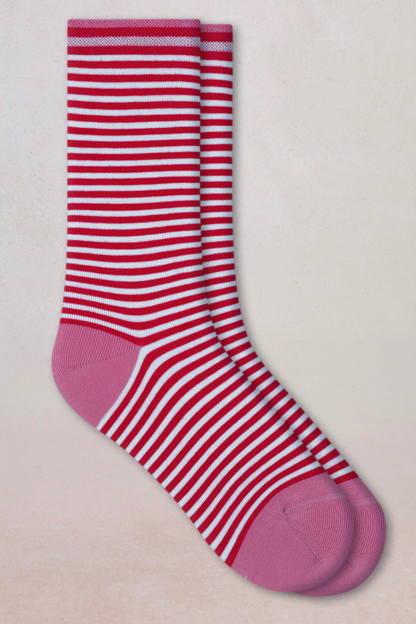 BLEUFORET(ブルーフォレ)｜6537 ストライプソックス/レッド の通販