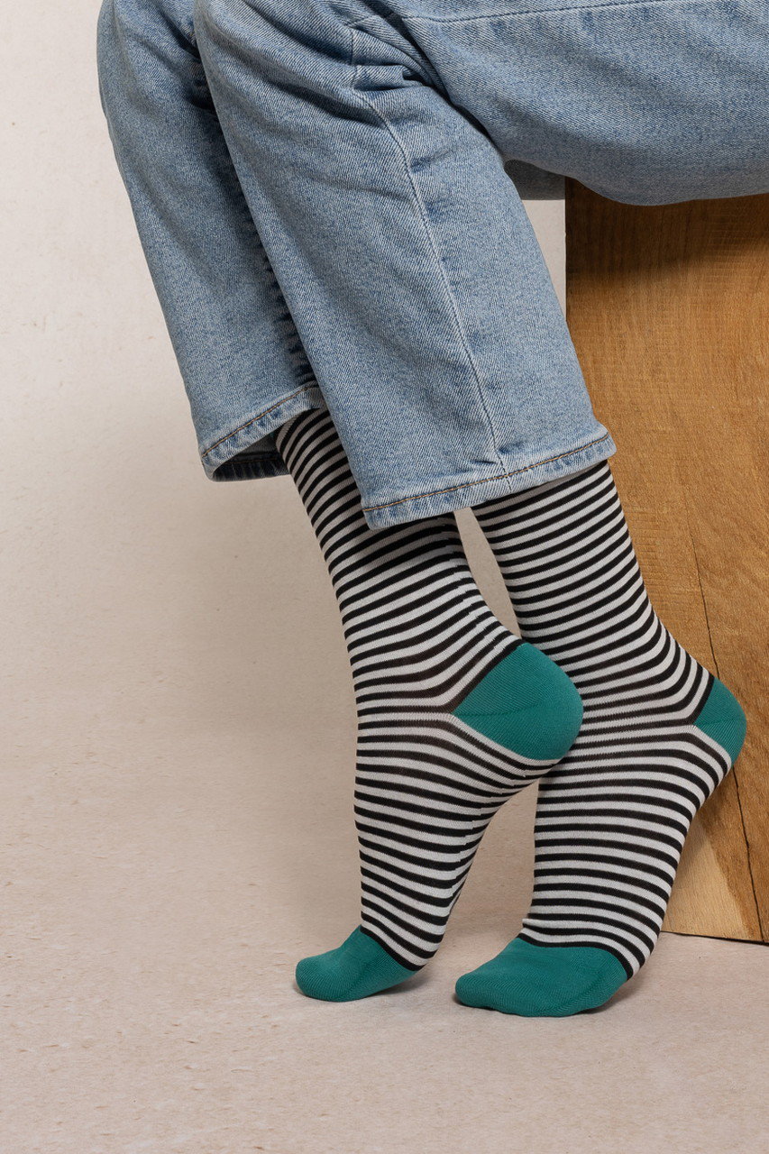 BLEUFORET 6537 ストライプソックス (ブラック, 36-40(23-27cm)) ブルーフォレ ELLE SHOP BLEUFORET 6537 ストライプソックス (ブラック, 36-40(23-27cm)) ブルーフォレ ELLE SHOP