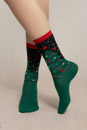 ブルーフォレ/BLEUFORETの6584 クリスマスツリーソックス(140700/140701)