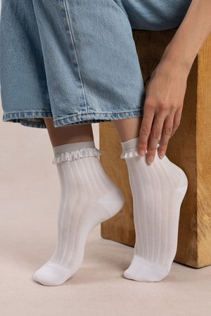 ブルーフォレ/BLEUFORETの6597 マーセライズドコットン フリルアンクルソックス(140700/140701)