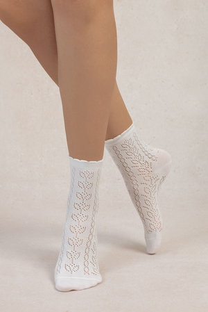 ブルーフォレ/BLEUFORETの6532 透かし編みコットンアンクルソックス(140700/140701)