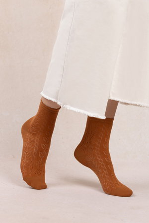 ブルーフォレ/BLEUFORETの6532 透かし編みコットンアンクルソックス(140700/140701)